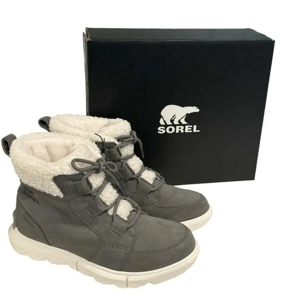 Sorel Women's Waterproof Winter Boots Grey Faux Fur Lined Size 5.5